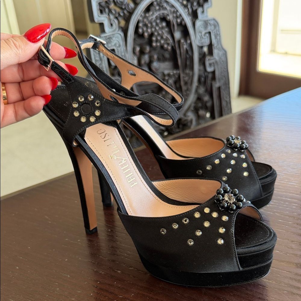 Prada Black Embellished Heels